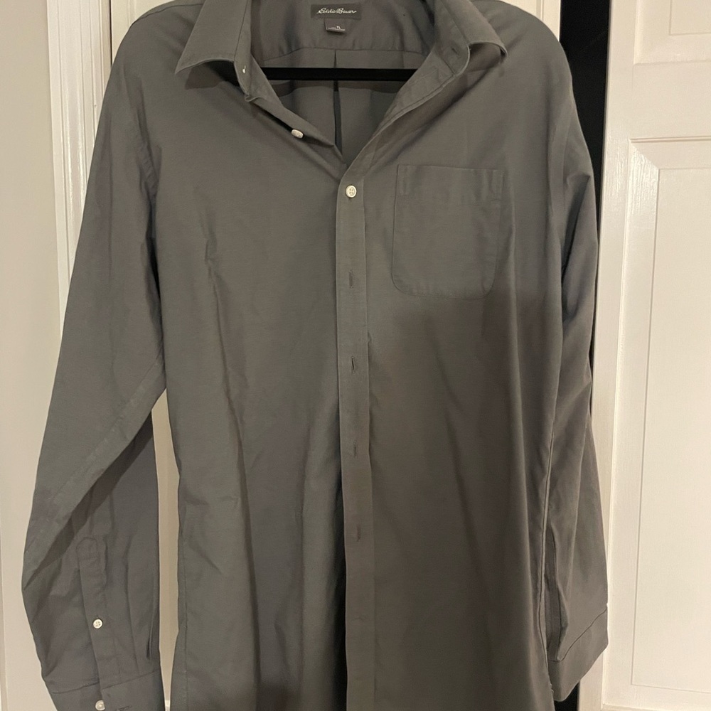 Eddie Bauer Gray Button-Up Shirt